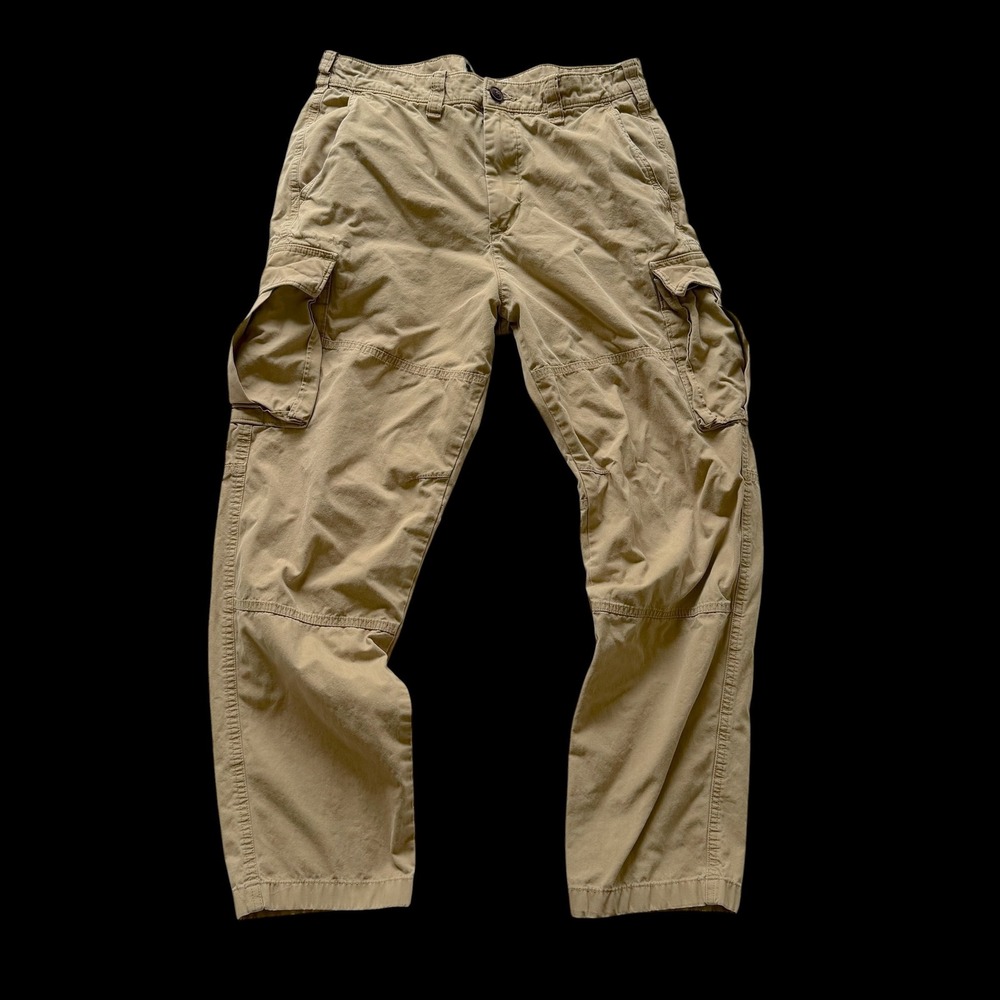 Abercrombie & Fitch Khaki Cargo Pants 32x32 Cotton Straight Leg Tan Utility